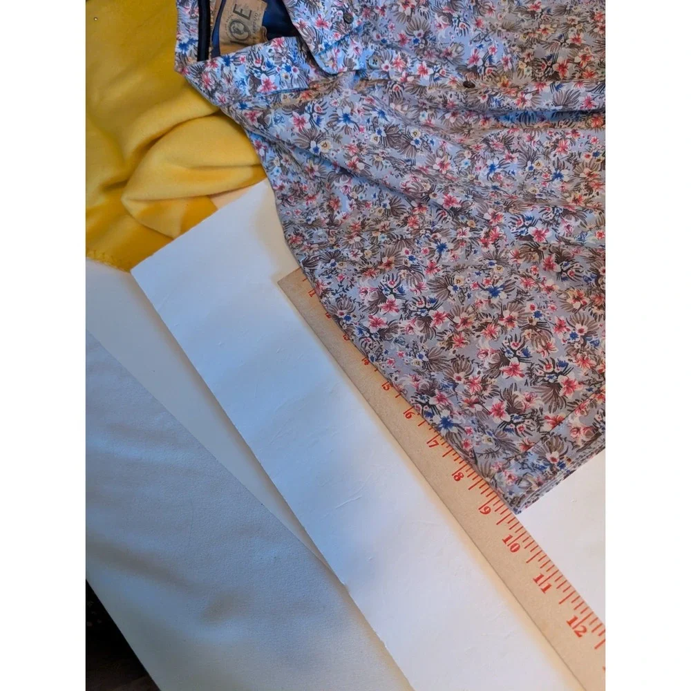 Joseph Abboud Floral Short Sleeve SlimFit Button Down Cotton Men's Shirt Size XL